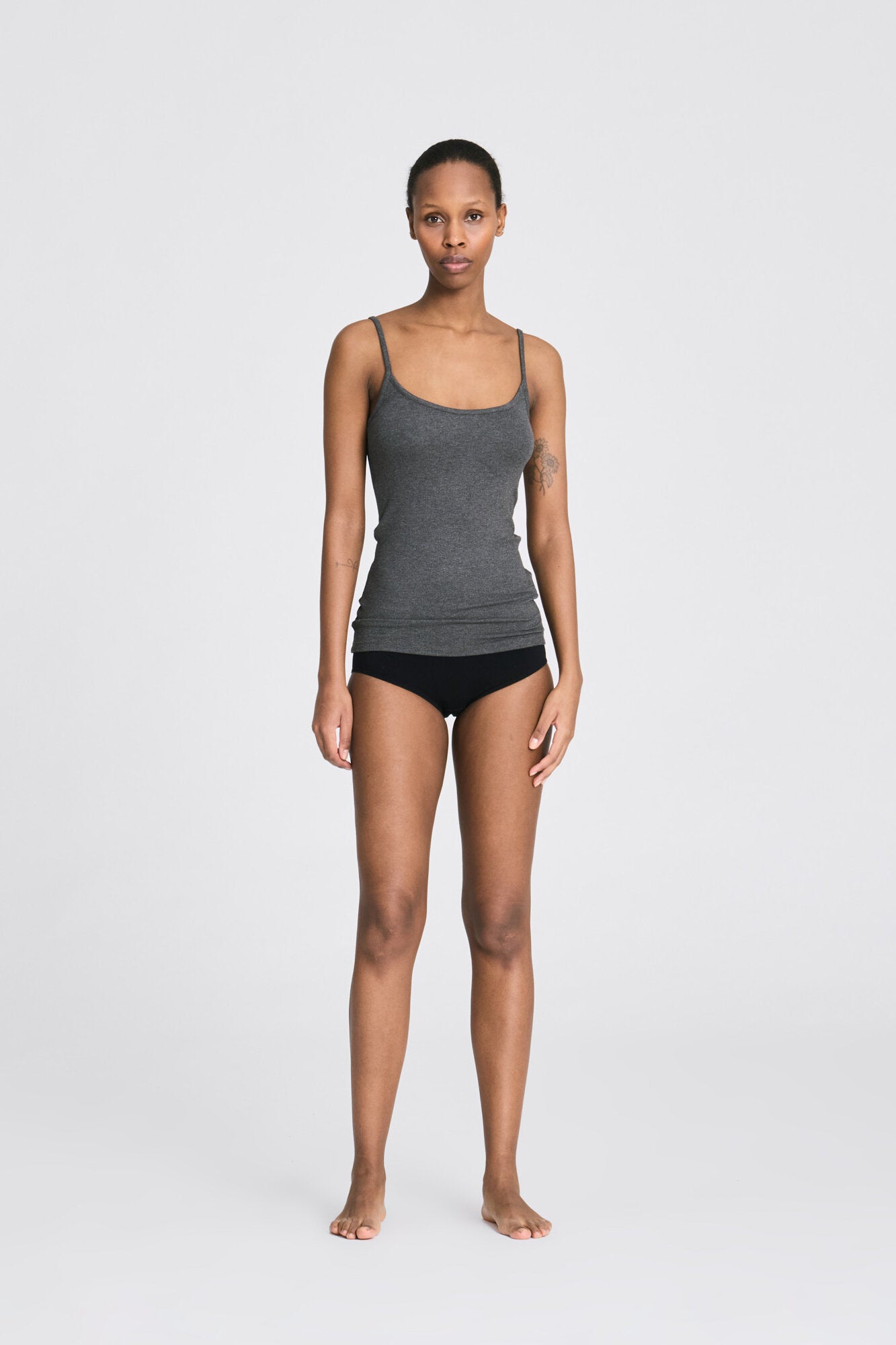 Cecilie Viscose Stretch top - Dark Grey Mel